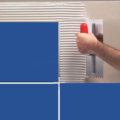 Fixing tiles with adhesive